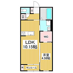 ウィズハイム西松本 1LDKの間取図画像