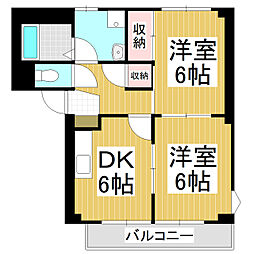 メゾーネハナムラ 1階2DKの間取り