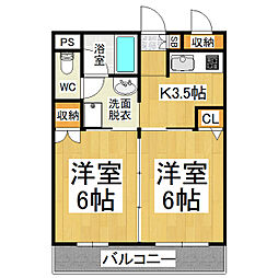 プロスパー石芝 2Kの間取図画像