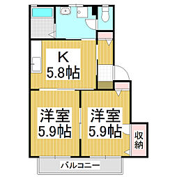 エスワイ杉山 2Kの間取図画像