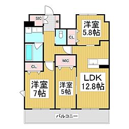(仮)コンフォーティア広丘吉田III 3LDKの間取図画像