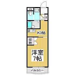 クリエ並柳 1Kの間取図画像