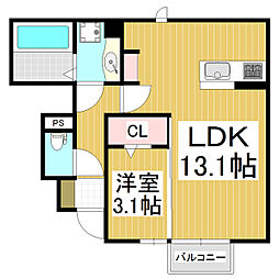 ポレポレハウス 1LDKの間取図画像