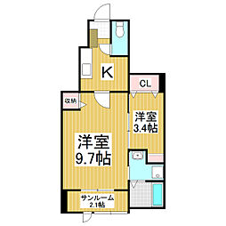 シェーネ 2Kの間取図画像