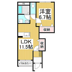 エポック鎌田 1LDKの間取図画像