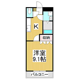 ボヌール・フルール 1Kの間取図画像