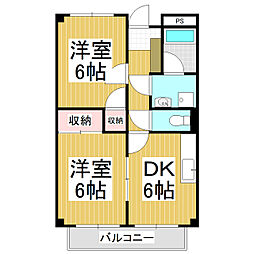 フォレストパーク内川 2DKの間取図画像