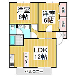 ハイランド・タウンB 2LDKの間取図画像
