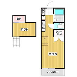 ロフトハウスこうの ワンルームの間取図画像