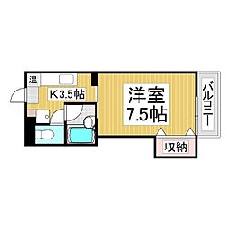 レジデンススミオ 1Kの間取図画像