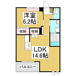 メゾングレイス 1LDKの間取図画像