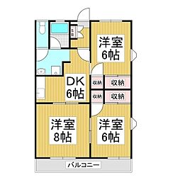 スカイコーポ高宮 3DKの間取図画像