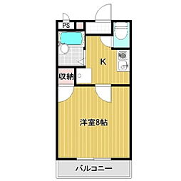 アビタシオンラフィネ 1Kの間取図画像