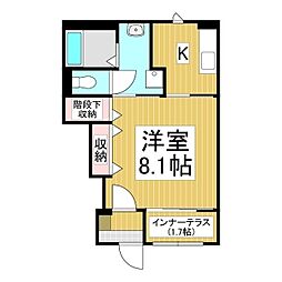 リバーベース 1Kの間取図画像