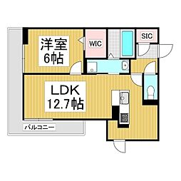 GRAND D-ROOM里山辺 1LDKの間取図画像