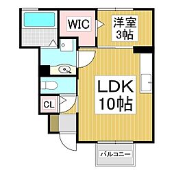 あすなろハイツ2 1LDKの間取図画像