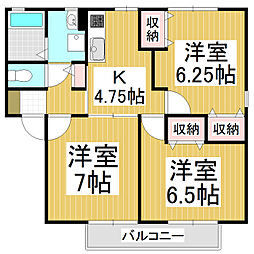 メゾン・ロゼールB 3Kの間取図画像