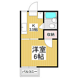 カーサ桐 1Kの間取図画像