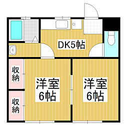 ハピネス松岡 2DKの間取図画像