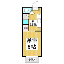 メゾン猿橋 1Kの間取図画像