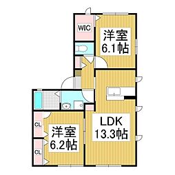 ディアフラッツ 2LDKの間取図画像