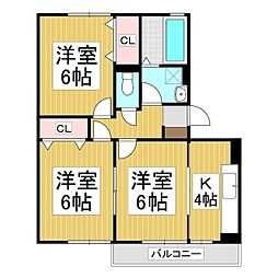 ペイサージュA 3Kの間取図画像