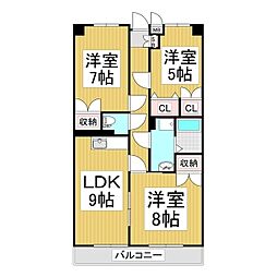 メゾンシャルム 3LDKの間取図画像