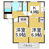 シャーメゾンブロード　Ａ  ｜ 長野県飯田市座光寺（賃貸アパート2K・2階・42.72㎡） その2