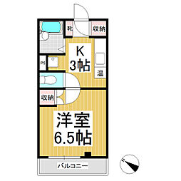 藤忠コーポ2 4階1Kの間取り