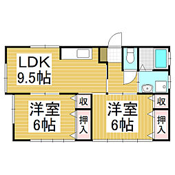 JR飯田線 伊那八幡駅 徒歩12分の賃貸一戸建て 2LDKの間取り
