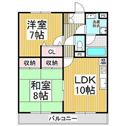レジデンス市田 2階2LDKの間取り