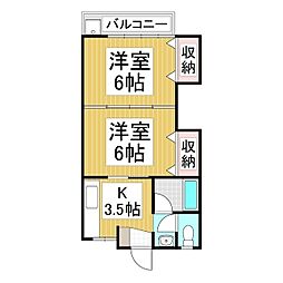 プレタメゾン下田 3階2Kの間取り