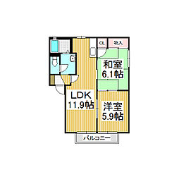 フォーレスチェリーヒルズ3番館 2LDKの間取図画像