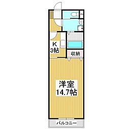パークヒルズ黒田 1Kの間取図画像