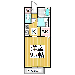 ラッキーハーモニー 1Kの間取図画像