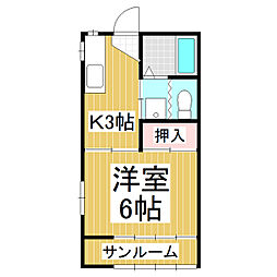 ウエストテール 1Kの間取図画像