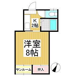 陽光ハイツ 1Kの間取図画像