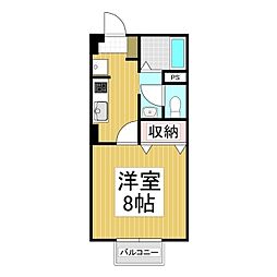 セジュール東鼎B 1Kの間取図画像