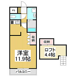 オアシス1210 1Kの間取図画像