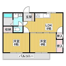 ハイツオネシス 2LDKの間取図画像