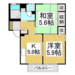 フレグランス高森B 2Kの間取図画像