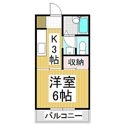 サンライフハセガワ 1Kの間取図画像