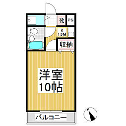 シェトワ鷹羽 1Kの間取図画像