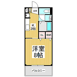 サープラス福岡 1Kの間取図画像