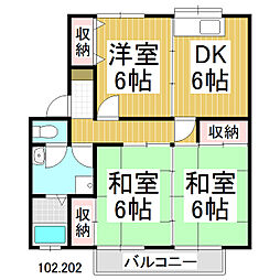 レジデンス亜美江 3DKの間取図画像