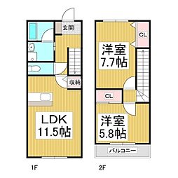 井下レジデンス 2LDKの間取図画像