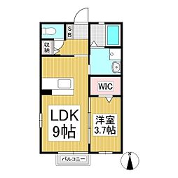 ハイムメゾン若穂A 1階1LDKの間取り