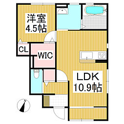 仮)小布施町新築アパート 1LDKの間取図画像