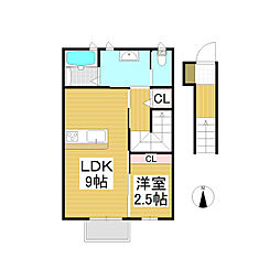 リュエルII 1LDKの間取図画像