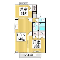 コーポラスU 2LDKの間取図画像